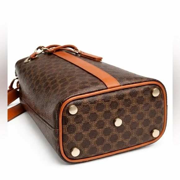 Vintage CELINE Paris Macadam Bucket Bag Brown Monogram Leather Italy 90s  Bag - Picture 4 of 13